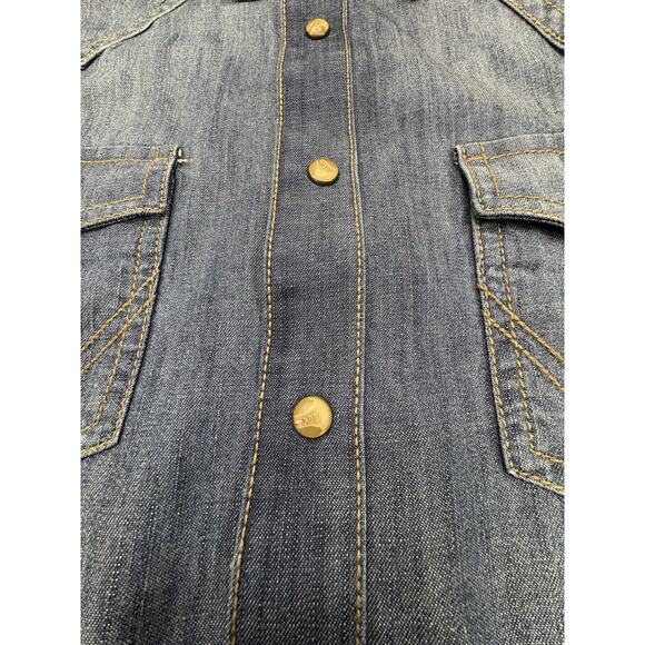 Men's Wrangler Retro Premium Long Sleeve Denim Western Snap Shirt Size Small - Picture 6 of 8